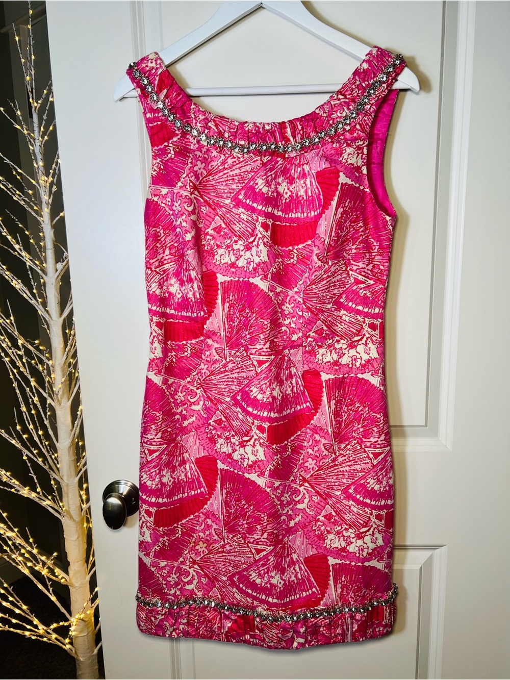 Lilly Pulitzer Jewel Neck Sophia Dress Punch Pink “It’s Getting Hot In Here”